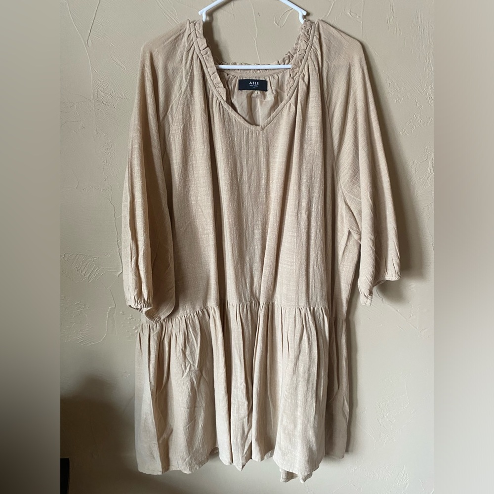 ABLE cream linen dress